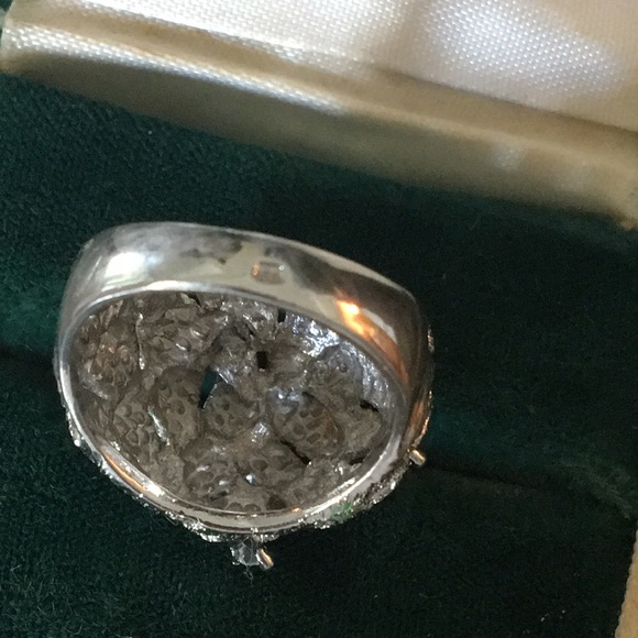 White gold plated vintage ring with 8 genuine diamonds - Picture 4 of 8